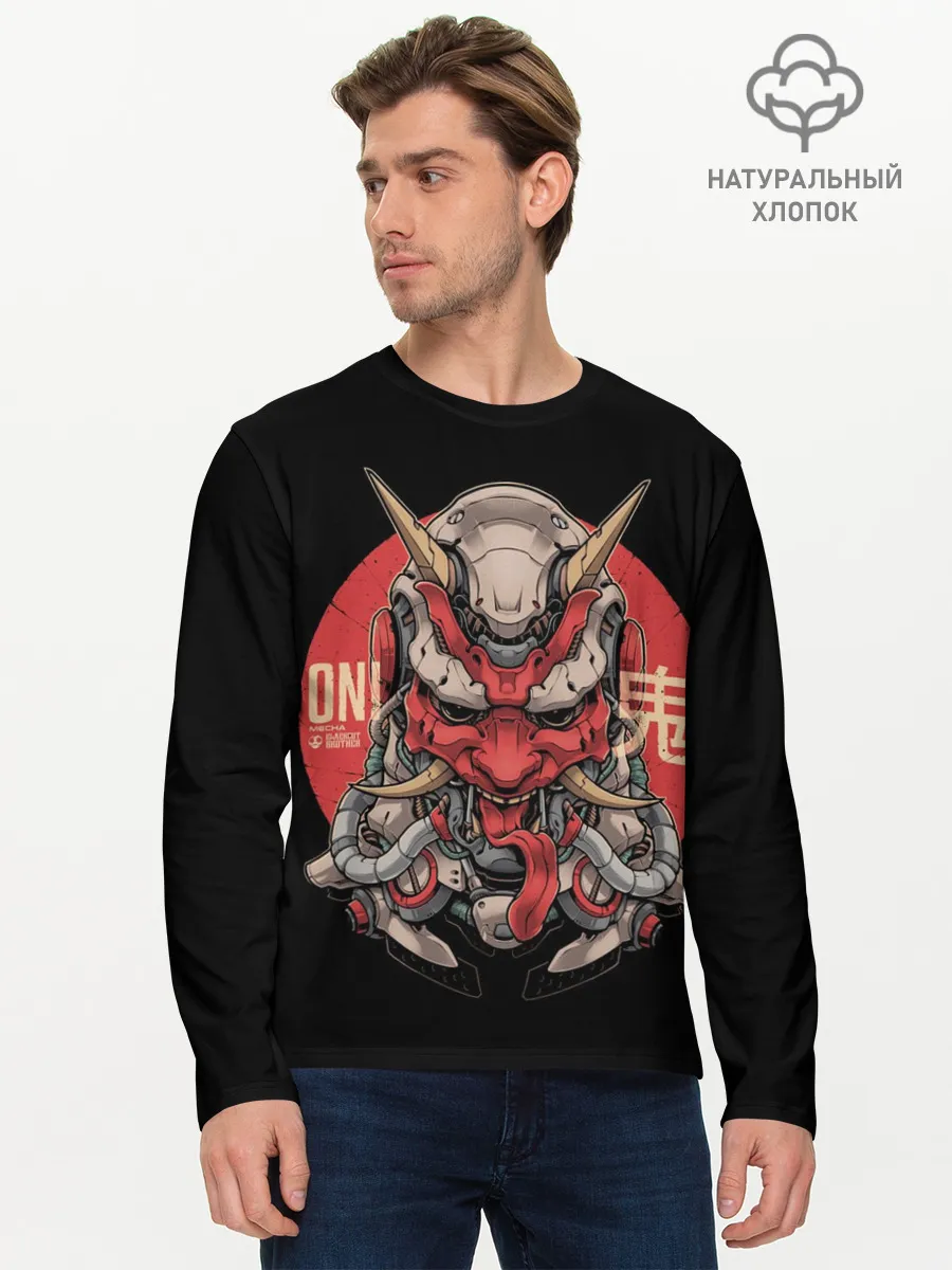 Мужской лонгслив базовый / Cyber Oni Samurai