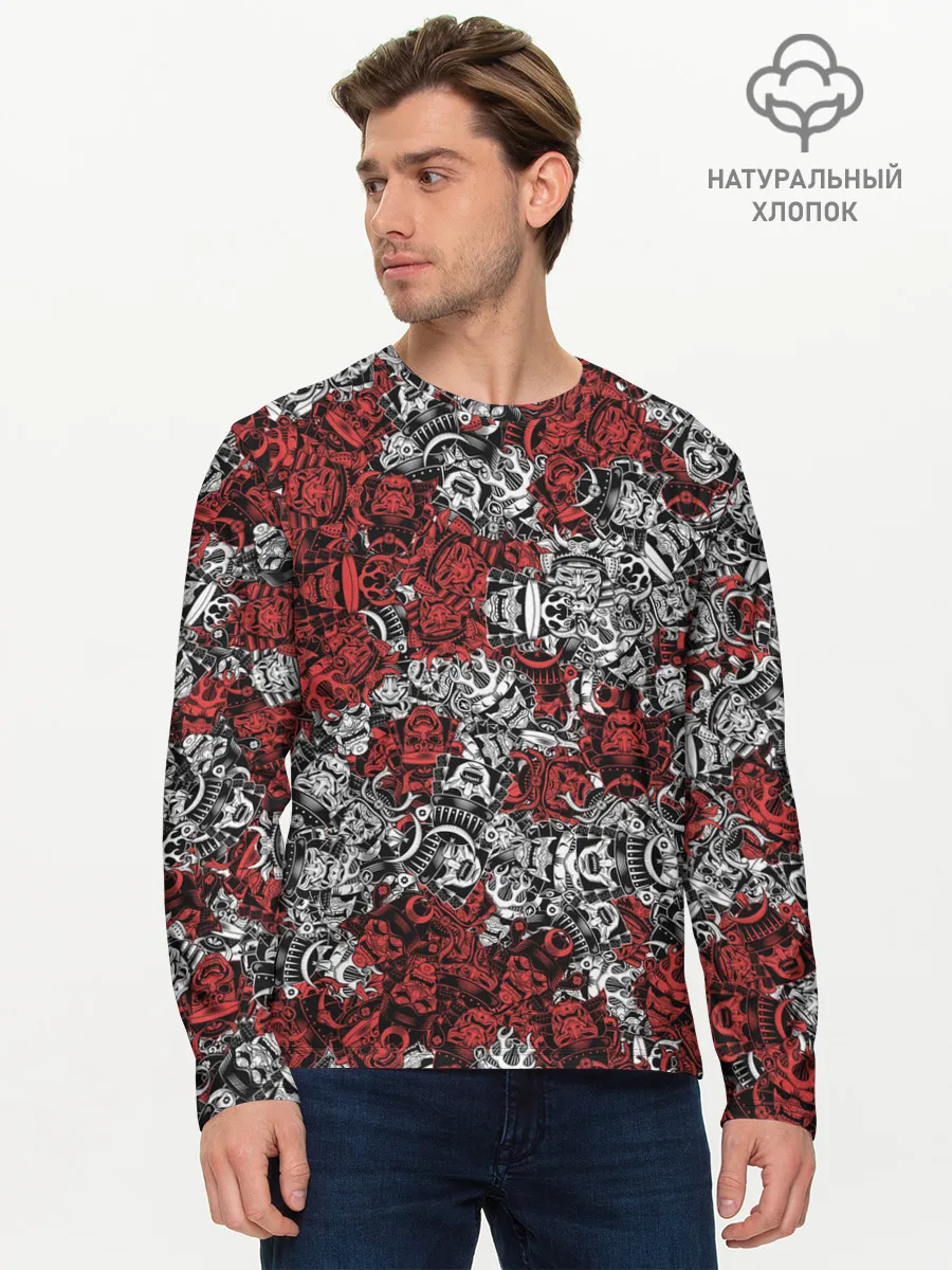 Мужской лонгслив базовый / Красные и Белые самураи