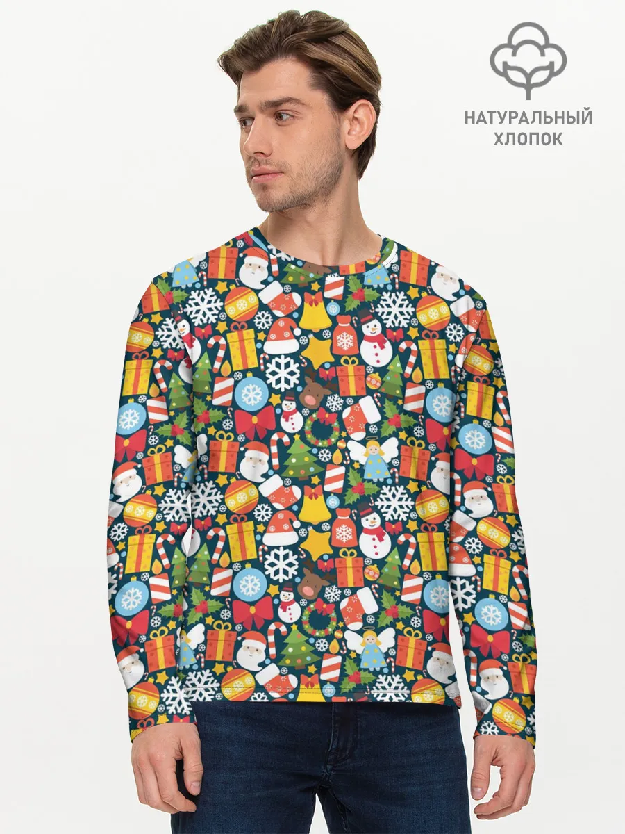 Мужской лонгслив базовый / Новый Год