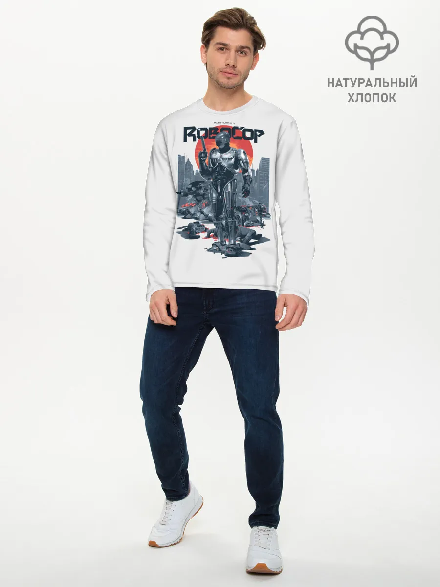 Мужской лонгслив базовый / Робот полицейский
