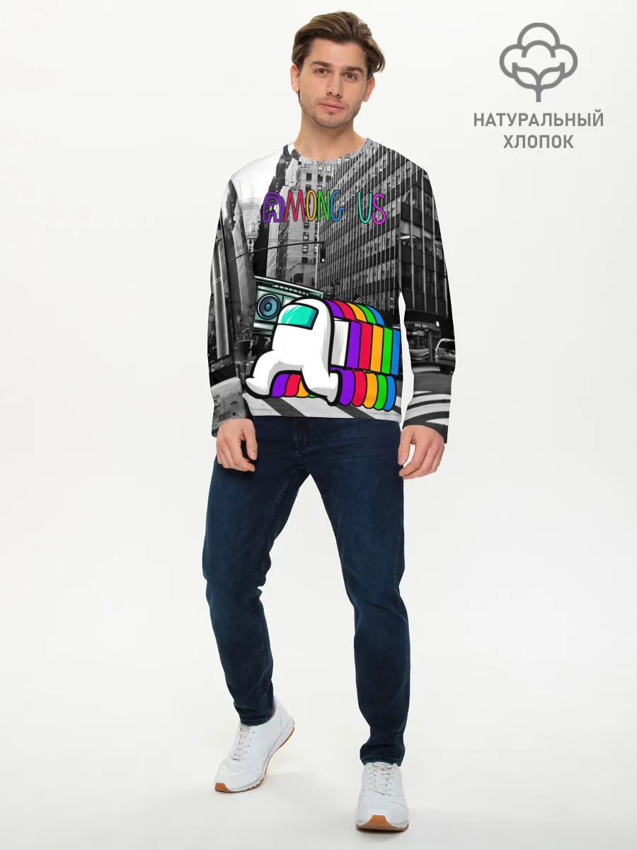Мужской лонгслив базовый / Among Us по улицам Нью-Йорка