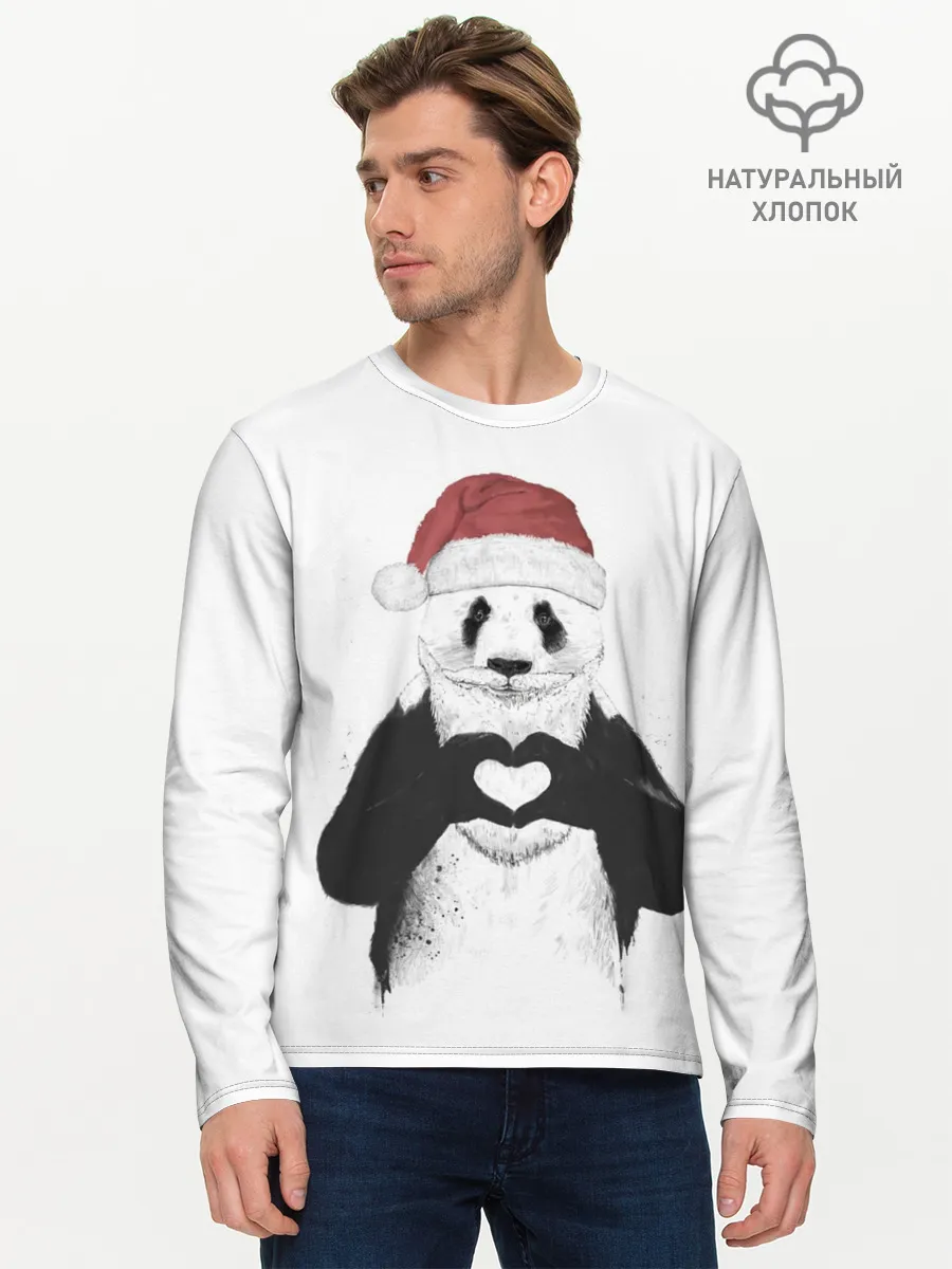 Мужской лонгслив базовый / Панда Клаус