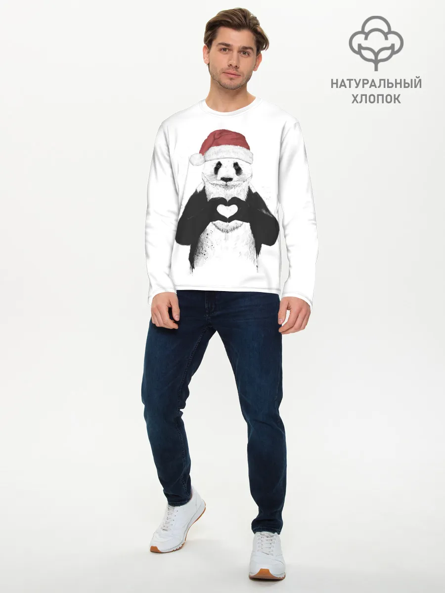 Мужской лонгслив базовый / Панда Клаус