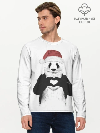 Мужской лонгслив базовый / Панда Клаус