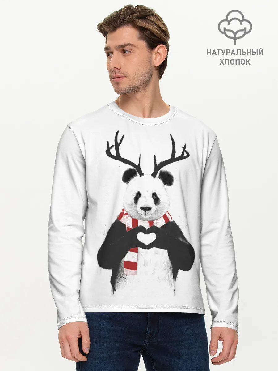 Мужской лонгслив базовый / Новогодний Панда