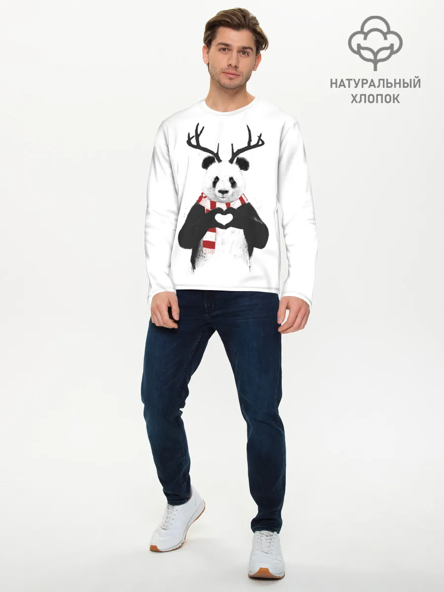 Мужской лонгслив базовый / Новогодний Панда