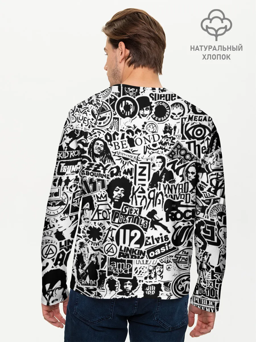 Мужской лонгслив базовый / Rock Band Logos