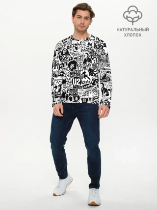 Мужской лонгслив базовый / Rock Band Logos