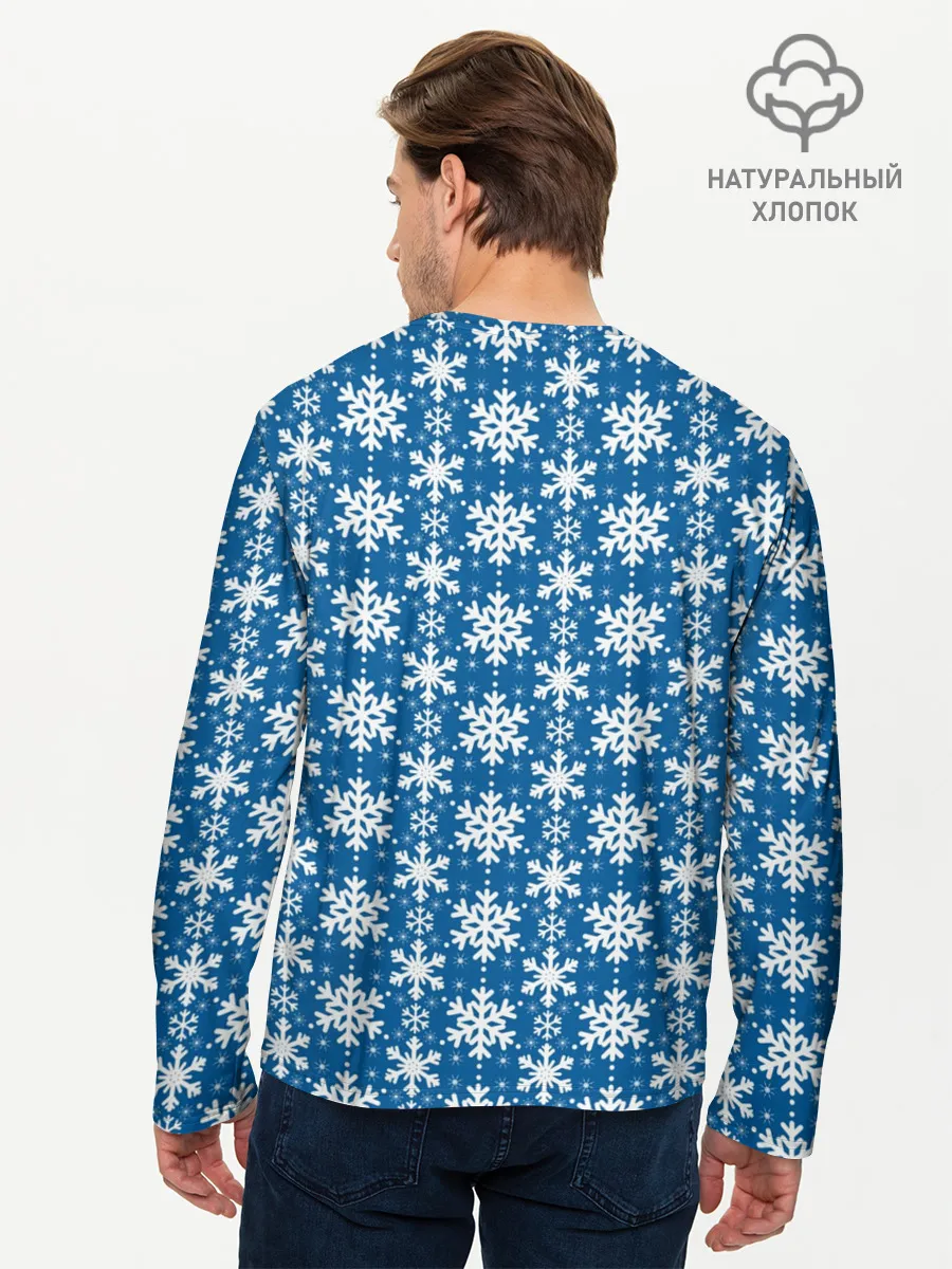Мужской лонгслив базовый / Снежинки