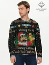 Мужской лонгслив базовый / Wishing you a meowy catmas
