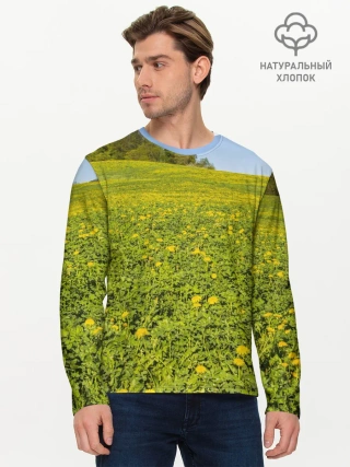 Мужской лонгслив базовый / Поле одуванчиков