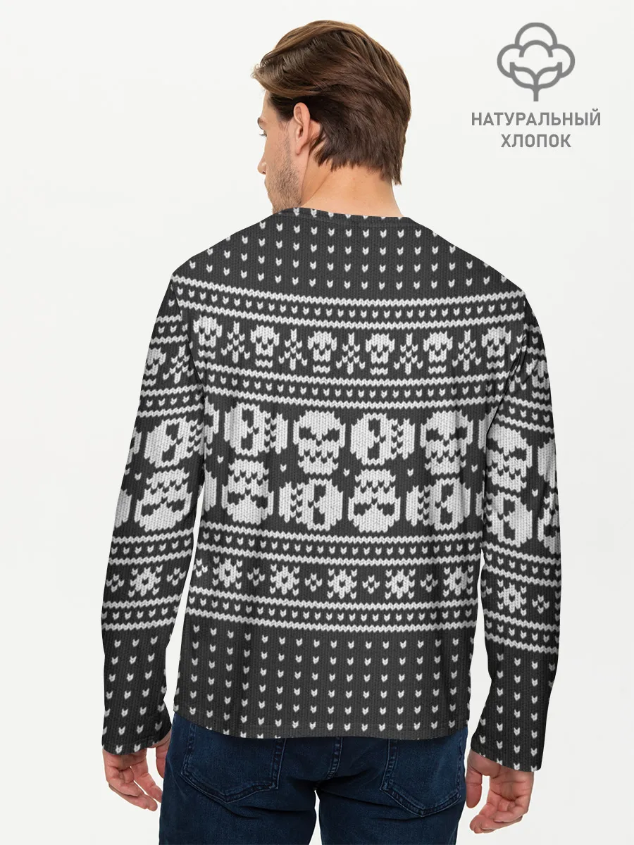 Мужской лонгслив базовый / Свитер с черепами