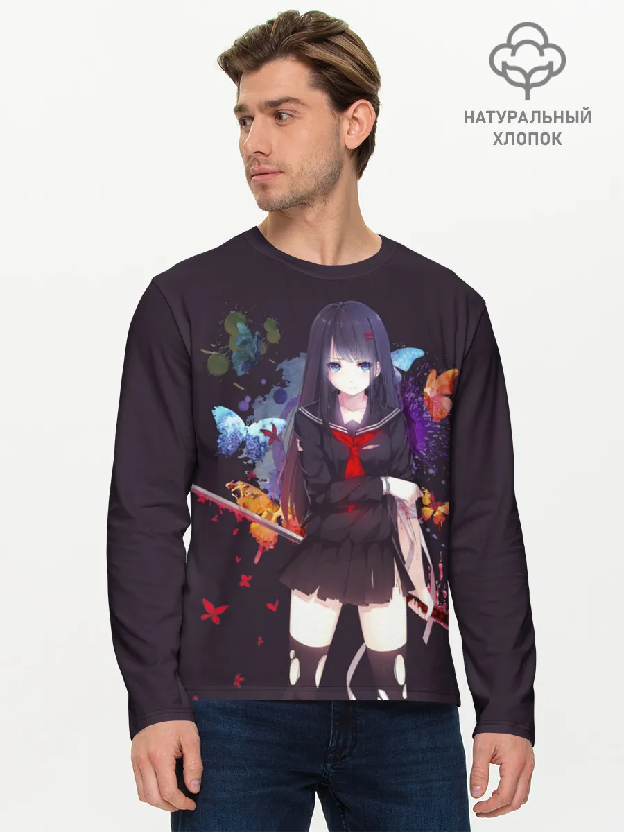 Мужской лонгслив базовый / Кровавая бабочка