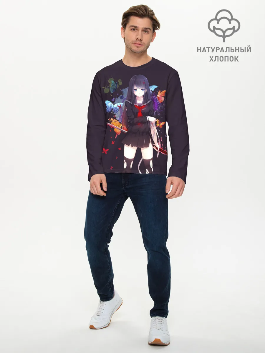 Мужской лонгслив базовый / Кровавая бабочка