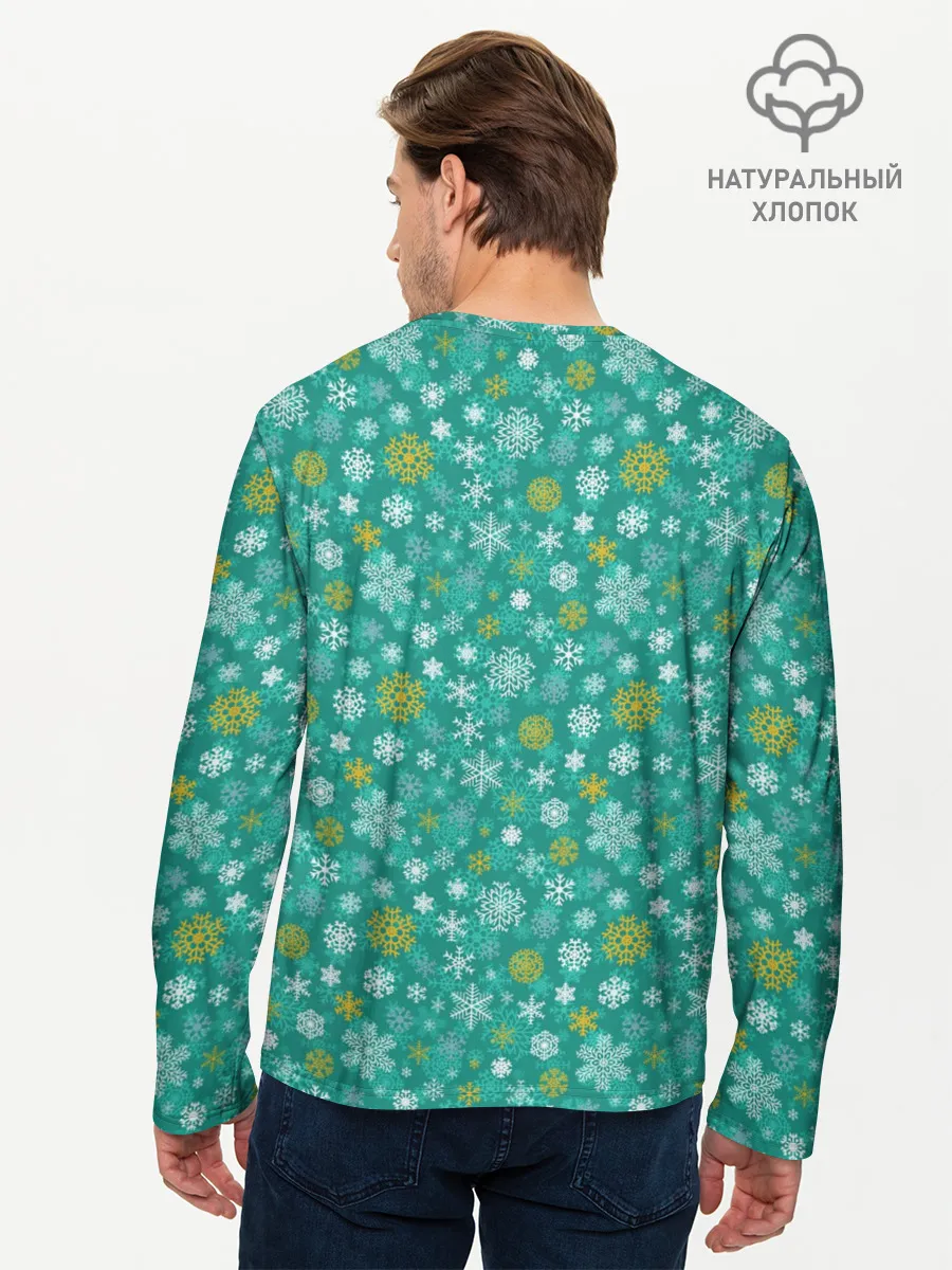 Мужской лонгслив базовый / Снежинки