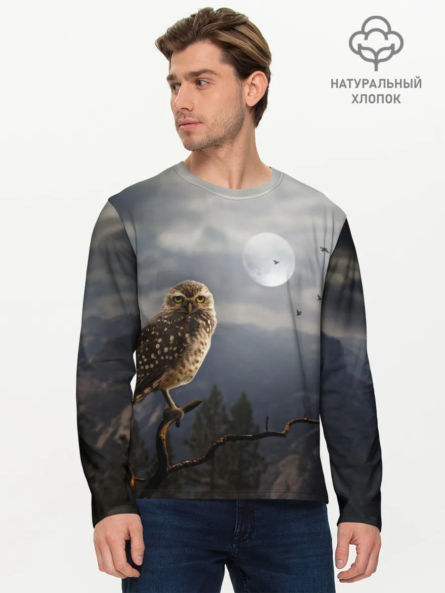 Мужской лонгслив базовый / Сова