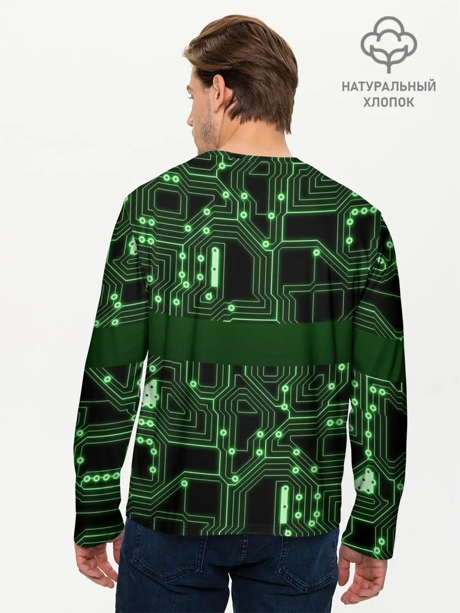 Мужской лонгслив базовый / Неоновая схема