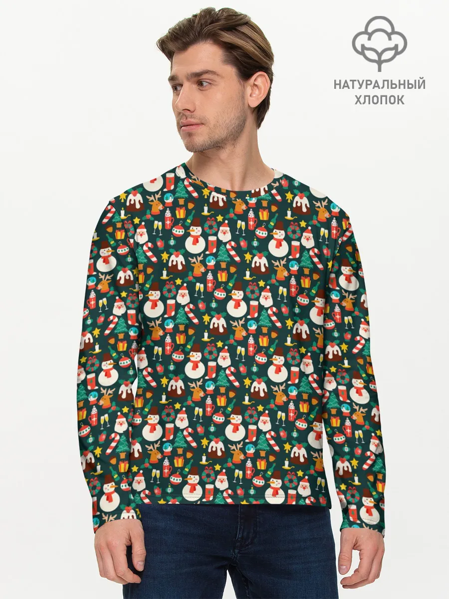 Мужской лонгслив базовый / Новый Год