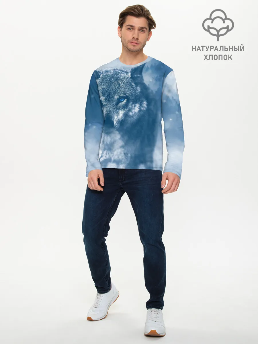 Мужской лонгслив базовый / Красивый волк