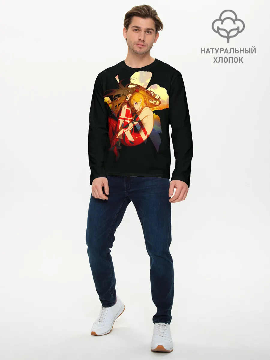 Мужской лонгслив базовый / Аска Евангелион Nerv