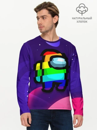 Мужской лонгслив базовый / AMONG US - RAINBOW SPACE