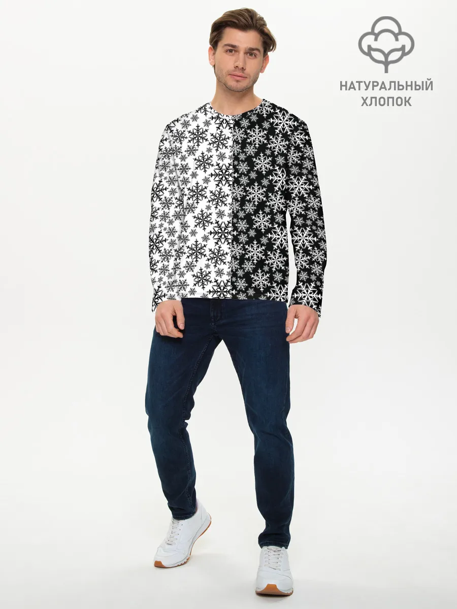 Мужской лонгслив базовый / Снежинки
