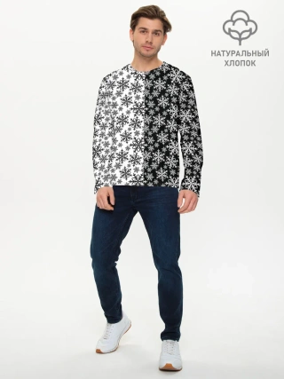 Мужской лонгслив базовый / Снежинки