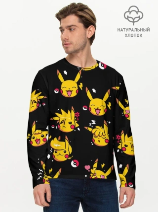 Мужской лонгслив базовый / Пикачу Эмоции