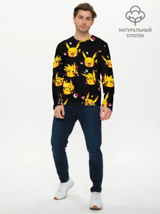 Мужской лонгслив базовый / Пикачу Эмоции