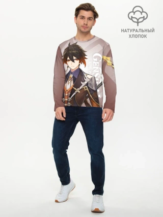 Мужской лонгслив базовый / GENSHIN IMPACT, ЧЖУН ЛИ