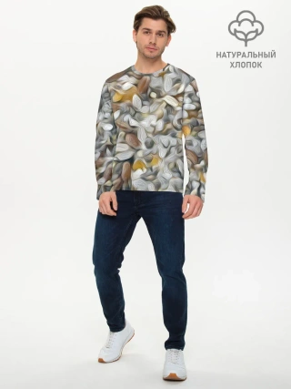 Мужской лонгслив базовый / желто-серый каменный узор