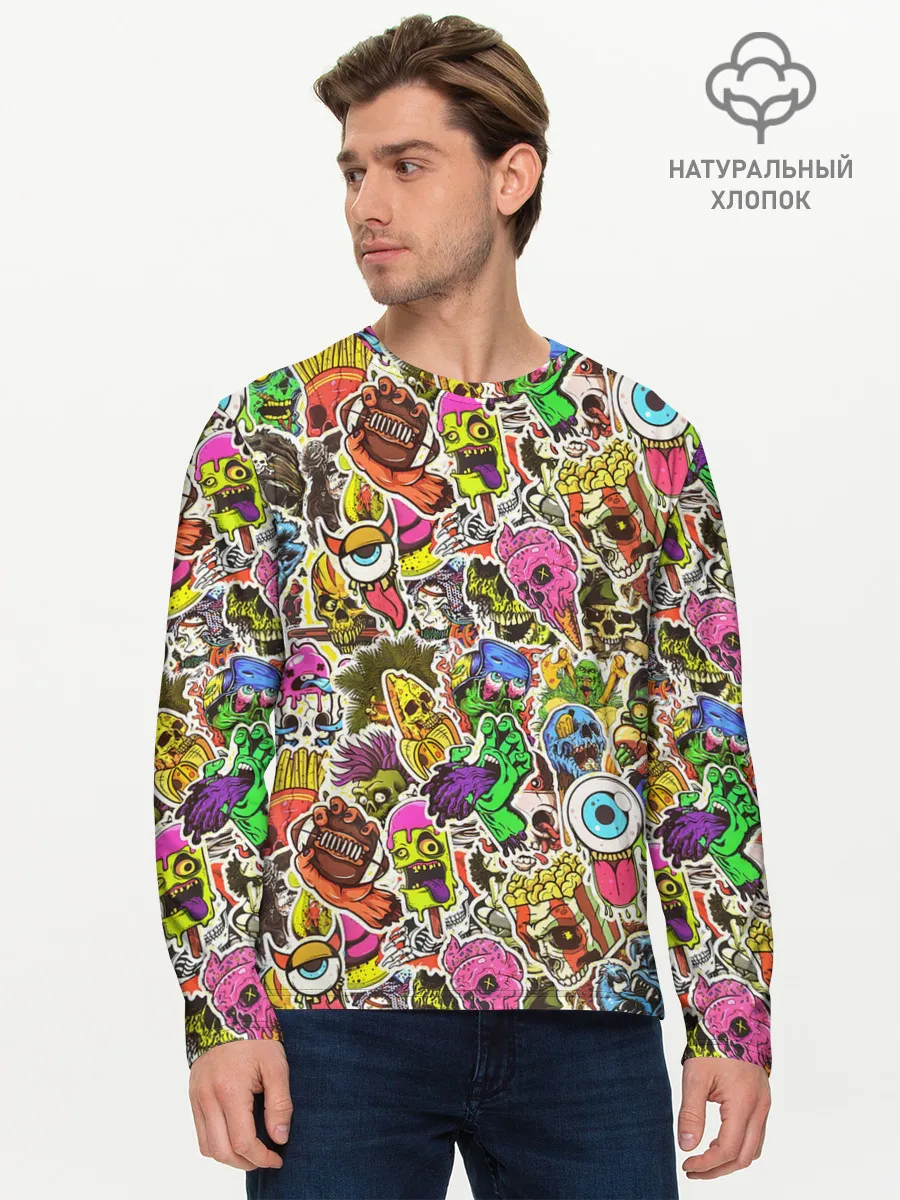 Мужской лонгслив базовый / Граффити монстров