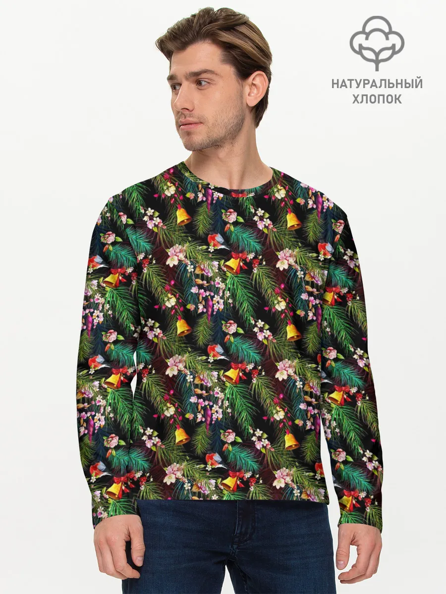Мужской лонгслив базовый / Новогодняя Ёлка