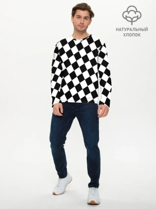 Мужской лонгслив базовый / Клетки