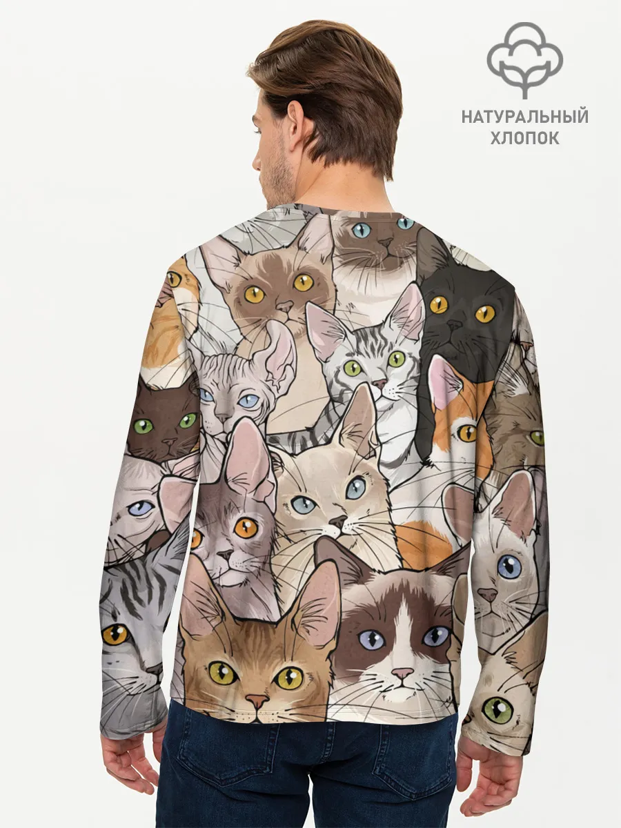 Мужской лонгслив базовый / Котики