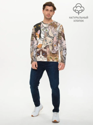 Мужской лонгслив базовый / Котики