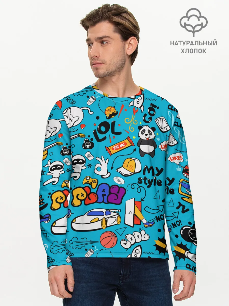 Мужской лонгслив базовый / Детское граффити