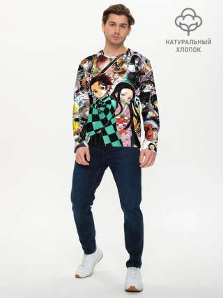 Мужской лонгслив базовый / Клинок рассекающий демонов