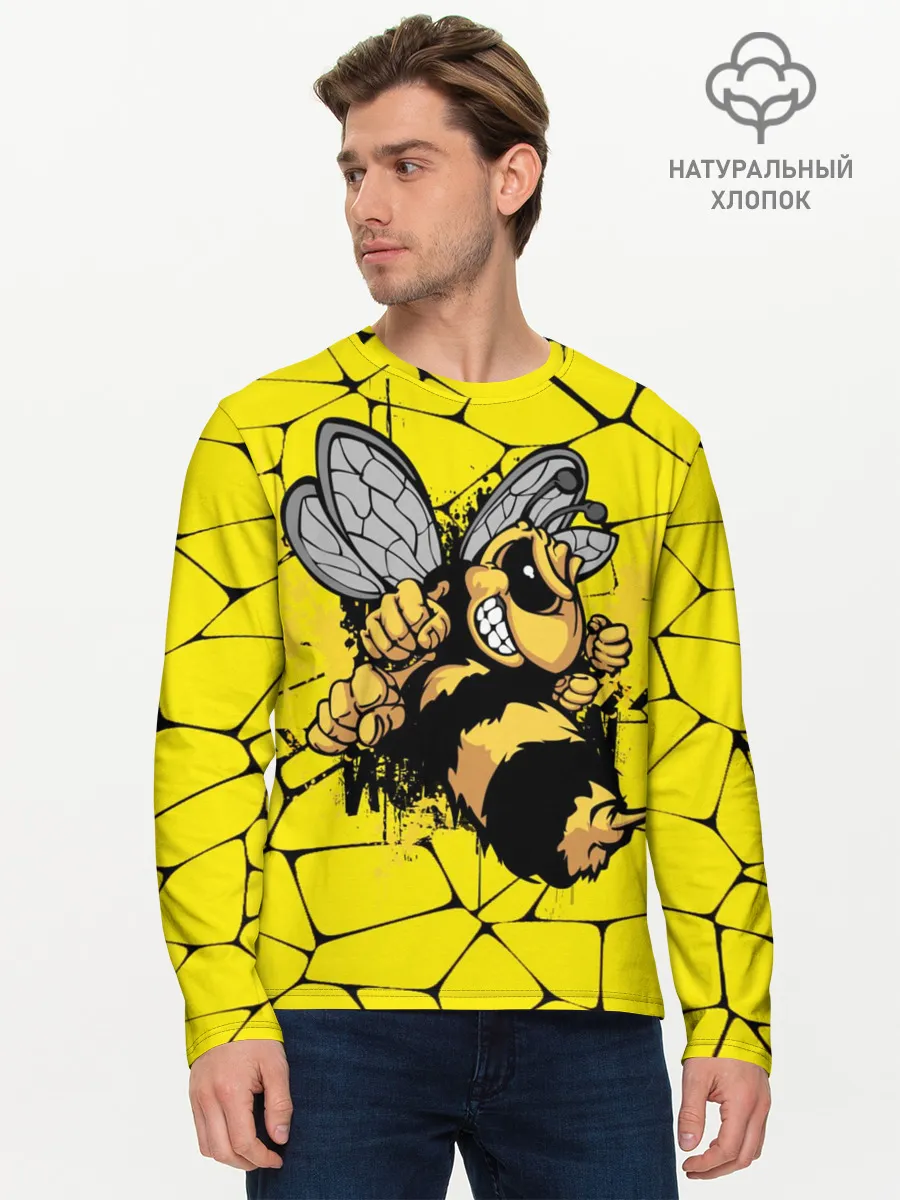 Мужской лонгслив базовый / Дикая пчела