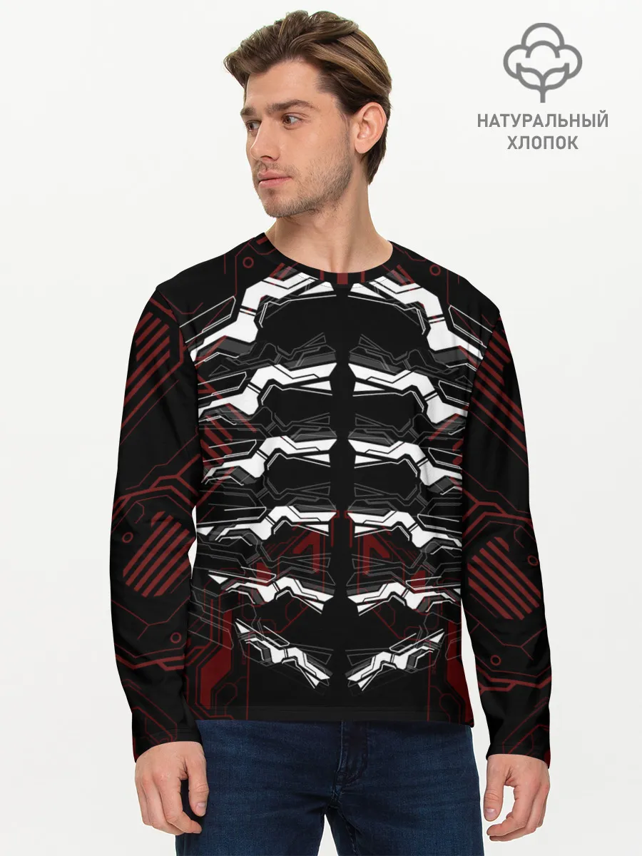 Мужской лонгслив базовый / Цифровой киберскелет