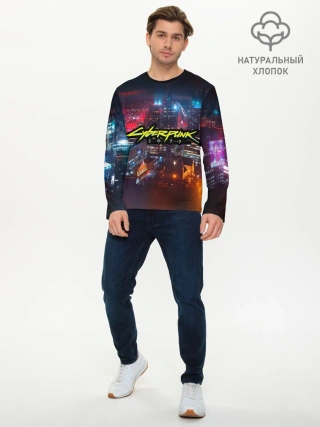 Мужской лонгслив базовый / Найт сити