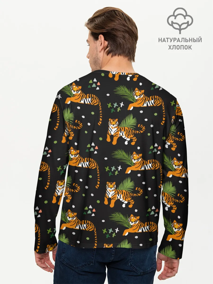 Мужской лонгслив базовый / Tigers | Тигровый Паттерн