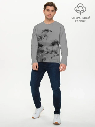 Мужской лонгслив базовый / кони