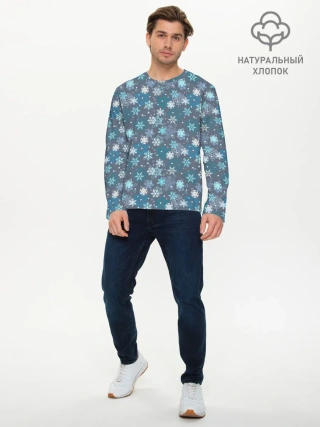 Мужской лонгслив базовый / Снежинки
