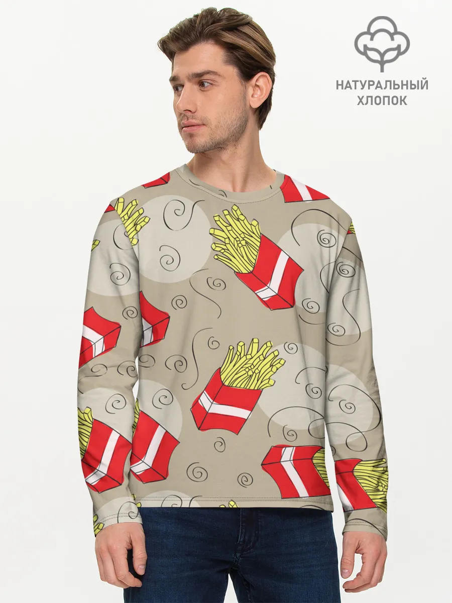 Мужской лонгслив базовый / Фастфуд - Картошка фри