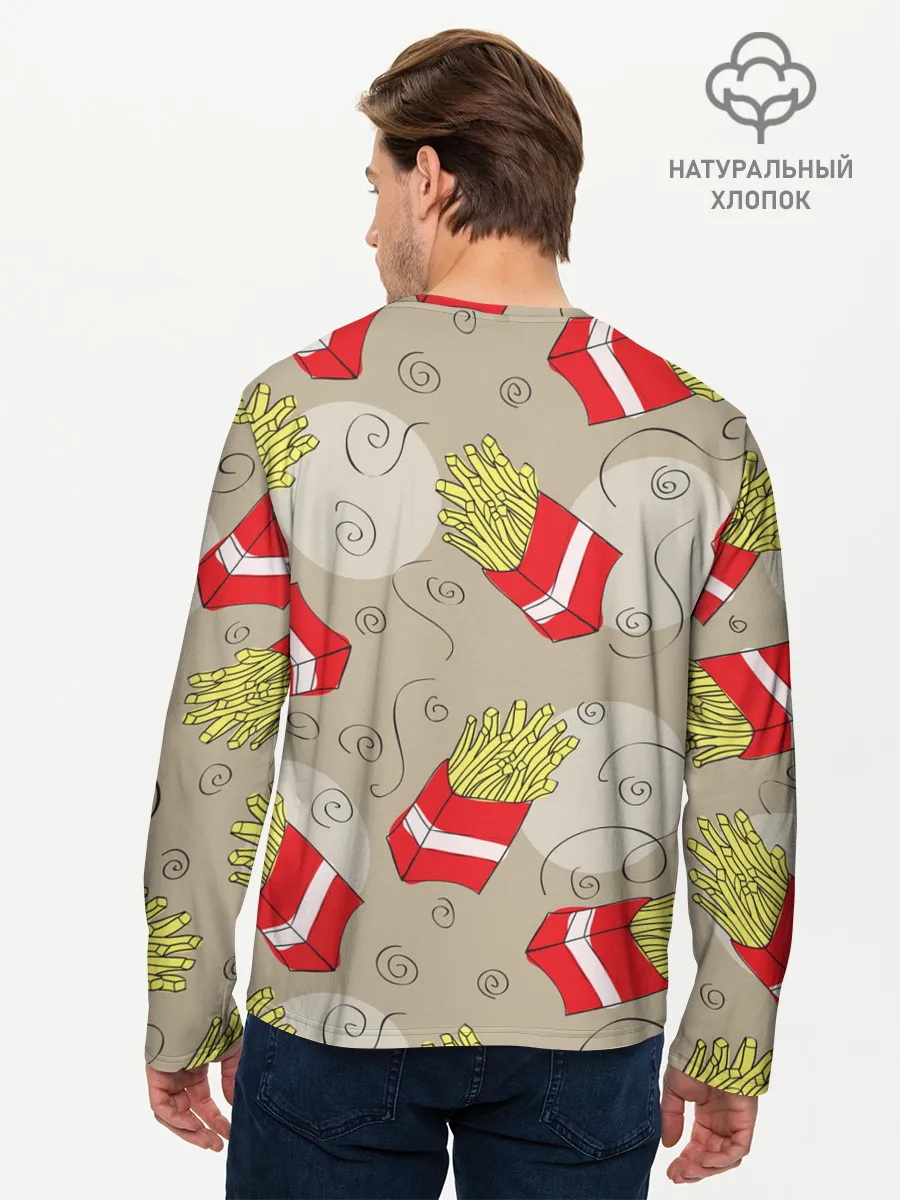 Мужской лонгслив базовый / Фастфуд - Картошка фри