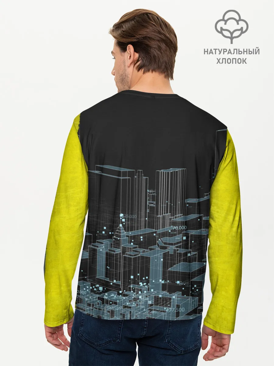 Мужской лонгслив базовый / Город CYBERPUNK 2077