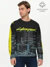 Мужской лонгслив базовый / Город CYBERPUNK 2077