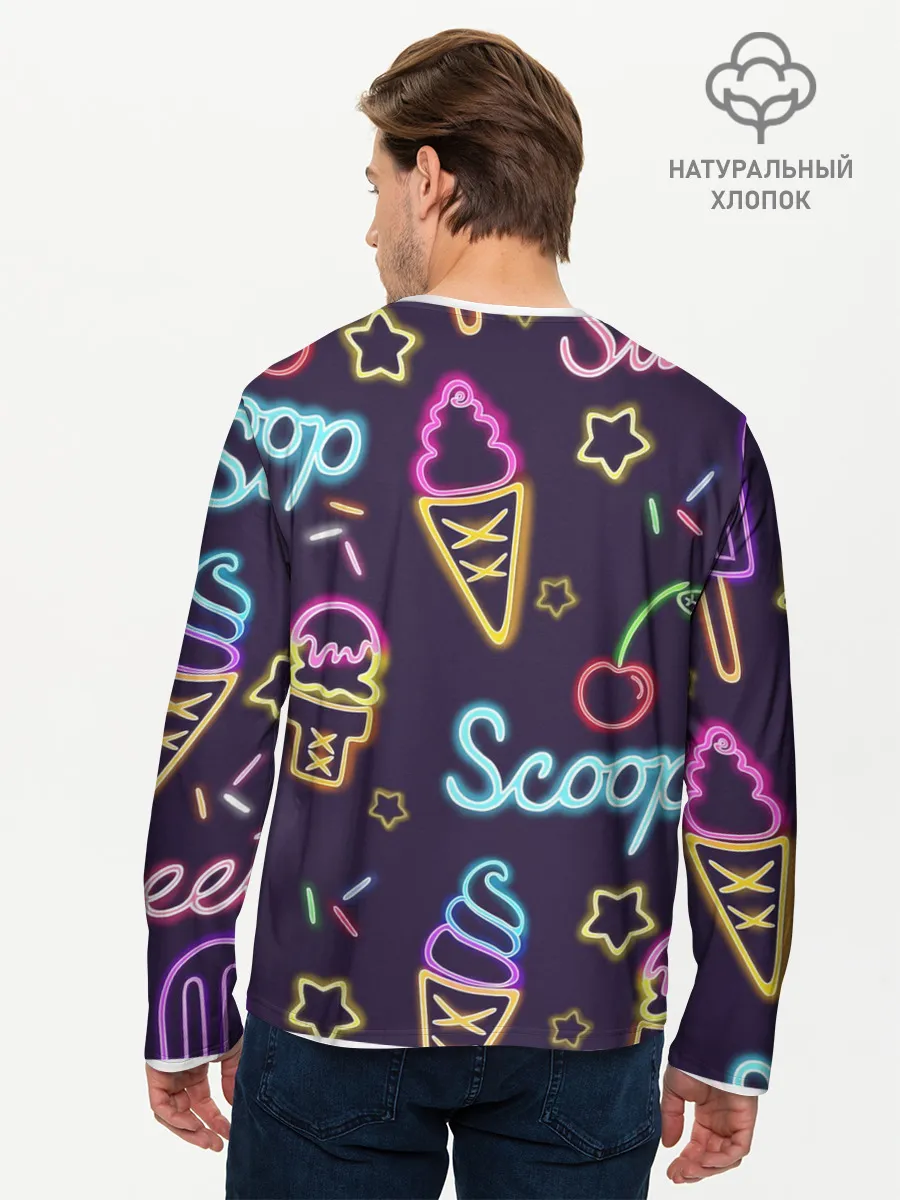 Мужской лонгслив базовый / Мороженное неон