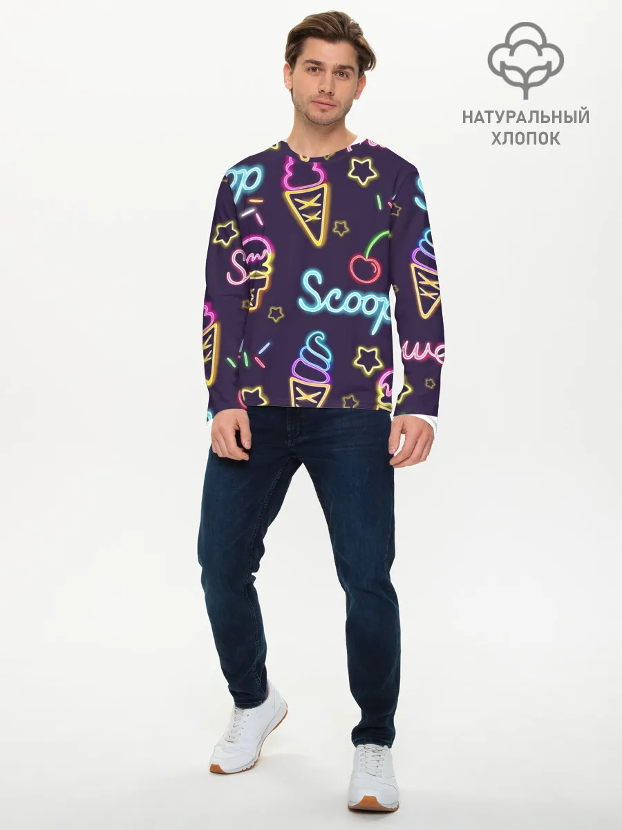 Мужской лонгслив базовый / Мороженное неон